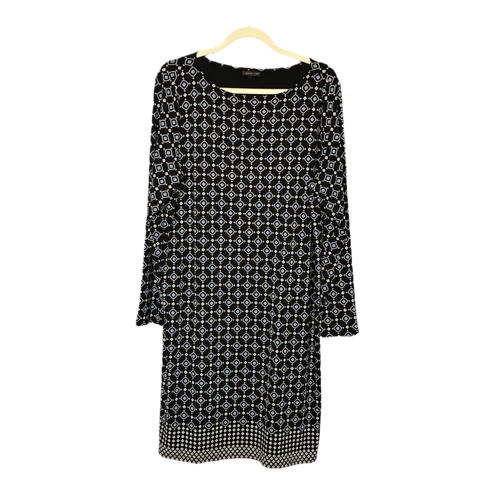 J.Jill Wearever Collection Tunic Dress• Black & Blue Geometric Print • Size XXL
